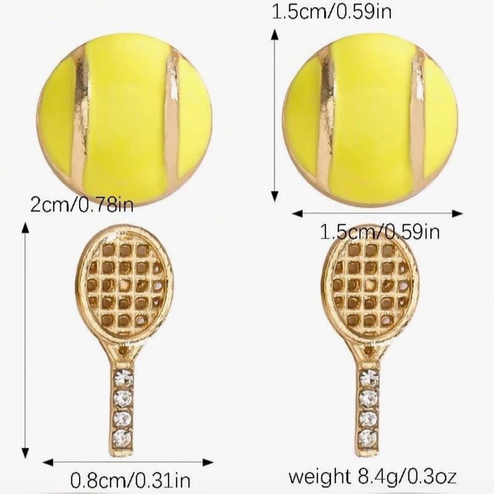 🎾 Tennis Earrings 🎾 - Picture 2 of 5